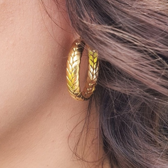 Chain earrings hoop earrings gold earrings - Picture 5 of 8